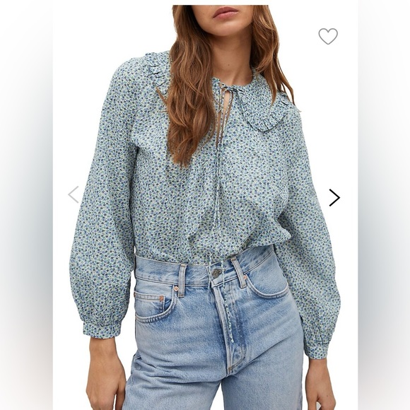 Mango Tops - Mango Ditsy Floral Babydoll collar blouse